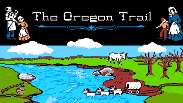 Το μπροστινό κάλυμμα του παιχνιδιού Oregon Trail