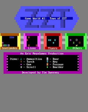 ZZT DOS front cover