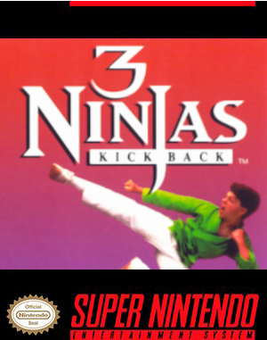 3 Ninjas para patear la cubierta frontal SNES